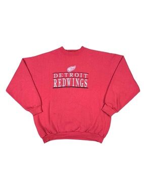 Vintage LOGO 7 Detroit Redwings Embroidered Crew Neck Sweatshirt - Size XL